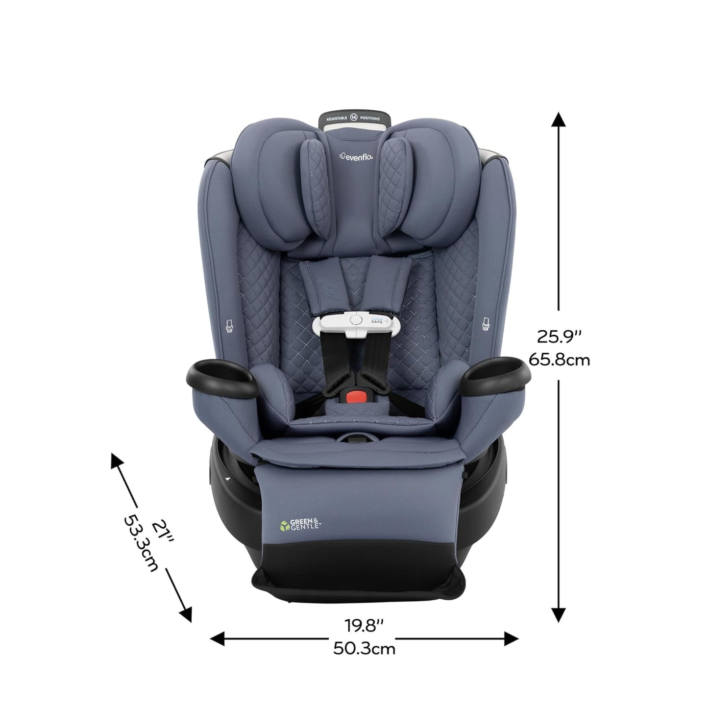 Evenflo Revolve360 Extend All-in-One Rotating Car Seat with Green & Gentle Fabric (Travertine)