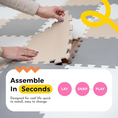 MioTetto Baby Play Mat, Soft Foam Floor Tiles for Kids. Adjustable Interlocking Foam Tiles, Fits with 74x74 Playpen Baby mat for Crawling & Development, Safe & Non-Toxic Playmat for Babies 6-12 Months