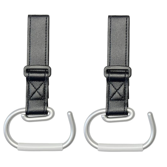 2 Pcs Stroller Hooks, Mommy Stroller Clip and Stroller Accessories Organizer Hook, Brushed Aluminum Hook for Strollers/Walkers/Mobility Scooter/Wheelchair/Rollator(Black)