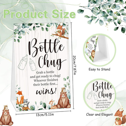 TrelaCo Bottle Chug Baby Shower Game 20 Pcs Baby Bottles Shower Favor with 1 Greenery Theme Sign for Gender Reveal Party Supplies Gifts(Green)