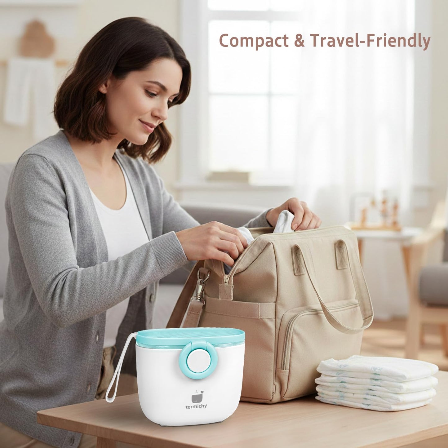 Termichy Baby Formula Dispenser, Portable Formula Dispenser Container with Scoop and Carry Handle for Travel Outdoor Activities for Baby Infant, 500ml