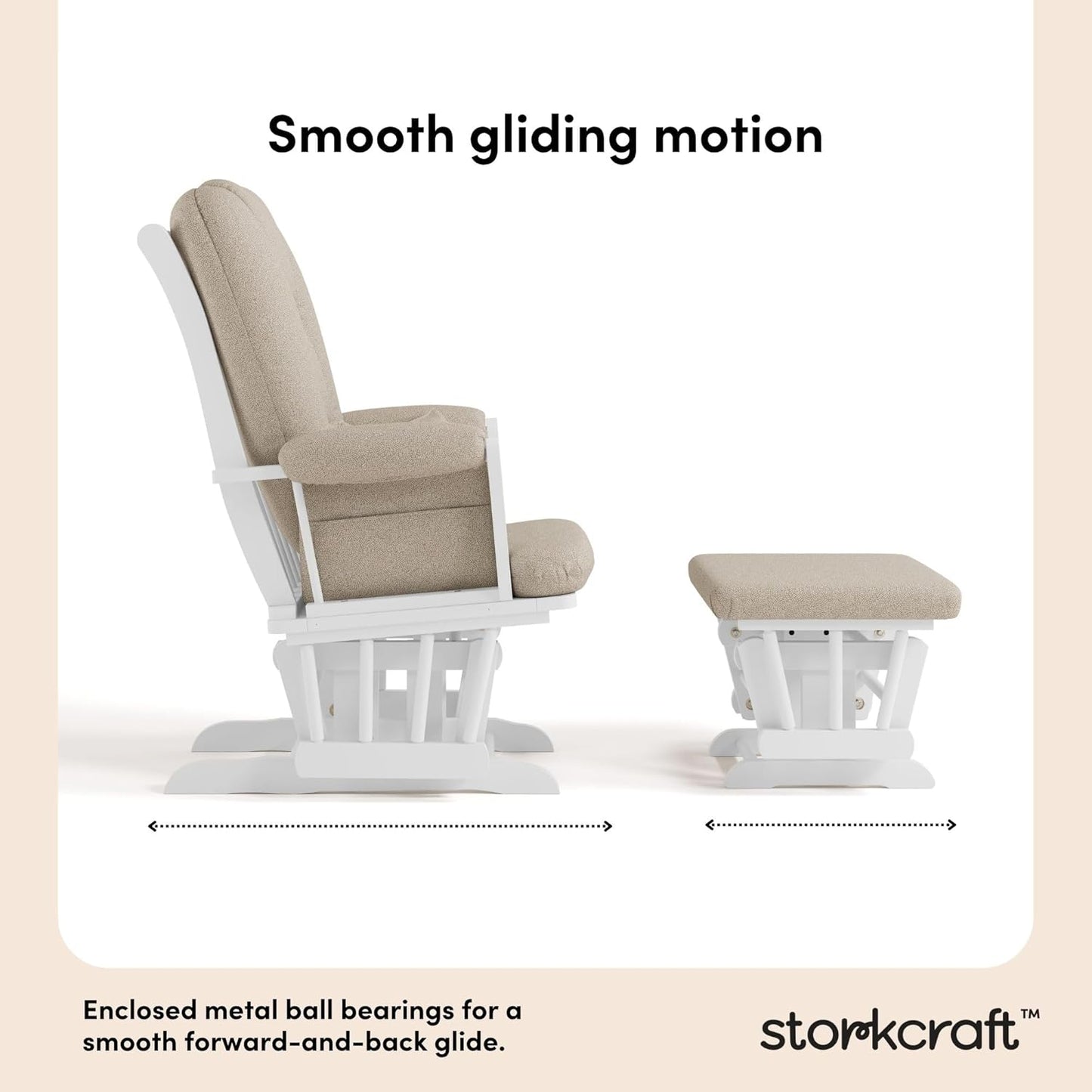 Storkcraft Tuscany Glider with Ottoman (Black/Gray) — GREENGUARD Gold Certified, Bonus Lumbar Cushion Included, Solid Wood Base, Smooth Motion, Award-Winning Nursery Rocking Chair, Glider and Ottoman