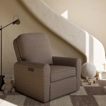 Storkcraft Amalfi Deluxe Power Recliner Swivel Glider – Premium Electronic Nursery Rocking Chair, Oeko-TEX 100 Certified, Includes Dual-USB Charging Port with USB-A & USB-C (Black Boucle)