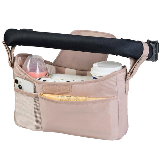 Tiny Twinkle Universal Stroller Organizer with Adjustable Strap - Waterproof Stroller Caddy Fits Baby Jogger, Nuna, Graco, Donna and Bugaboo Strollers（Black）