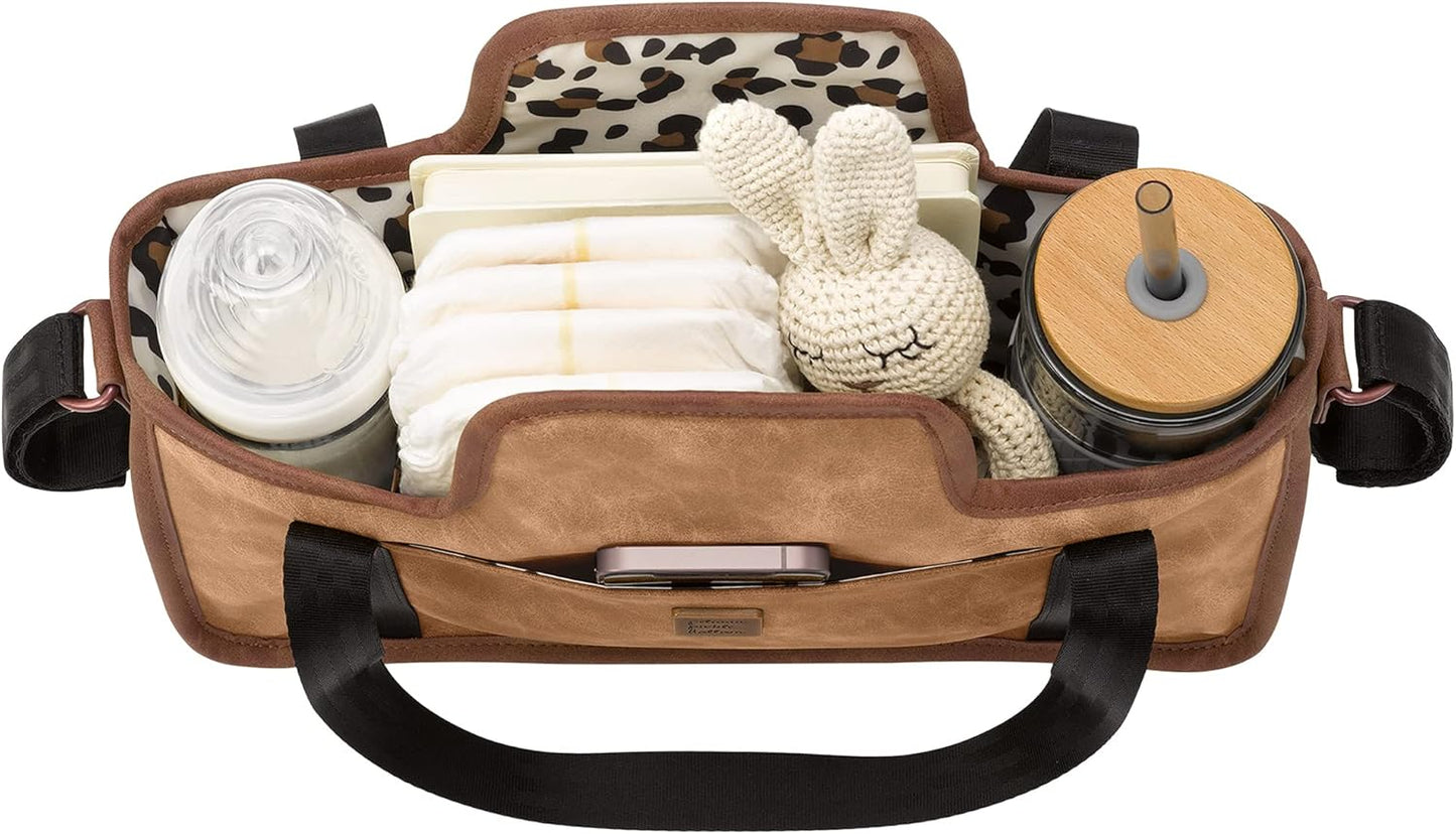 Petunia Pickle Bottom Wander Stroller Caddy, Perfect Baby Caddy for Organization, Multiple Carry Positions, Fits Most Strollers, Brioche