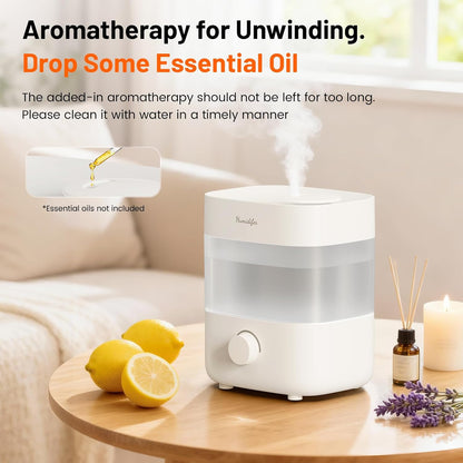 Humidifiers for Bedroom, 2L Tank for 15H, 20dB Quiet Mist Time, Dual Nozzles, Auto Shut-Off, Rotate to Adjust Mist Intensity, Rapid Ultrasonic Humidification for Baby Nursery and Plant (White)