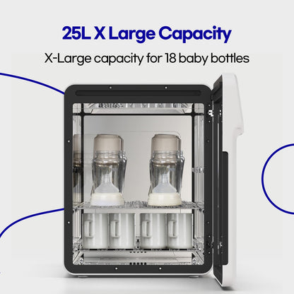 HubiBaby 4-in-1 UVC Cleaner and Dryer for Baby Bottles XL Large Inner Capacity Multifunctional Smart Control with Bluetooth APP