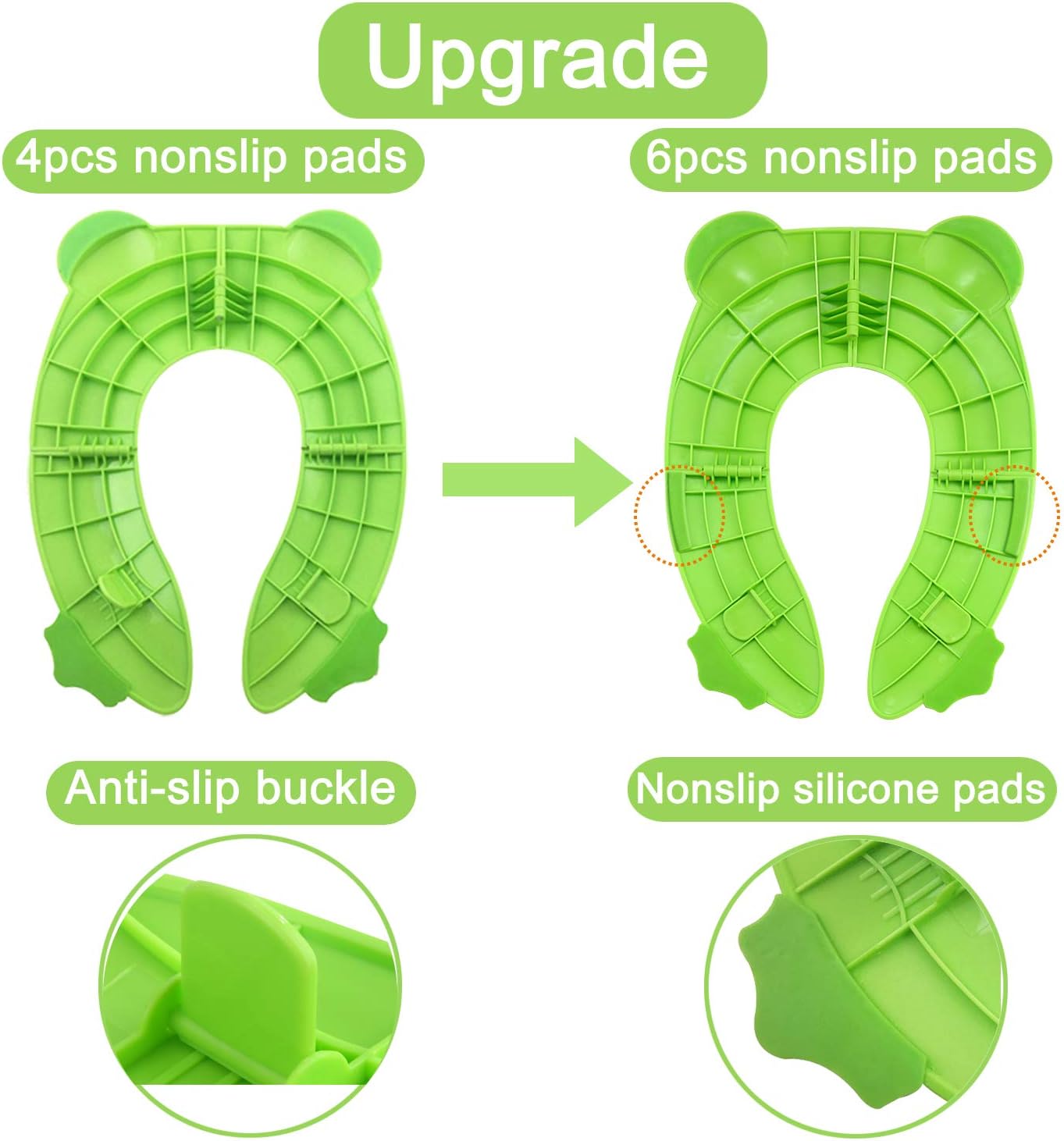 PandaEar Toilet Seat Cover | Folding Travel Toilet Seat for Children and Potty Training | Portable Silicone Toilet Seat for Toddlers, Boys & Girls with Non-Slip Silicone Pads -Panda