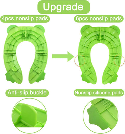 PandaEar Toilet Seat Cover | Folding Travel Toilet Seat for Children and Potty Training | Portable Silicone Toilet Seat for Toddlers, Boys & Girls with Non-Slip Silicone Pads -Panda