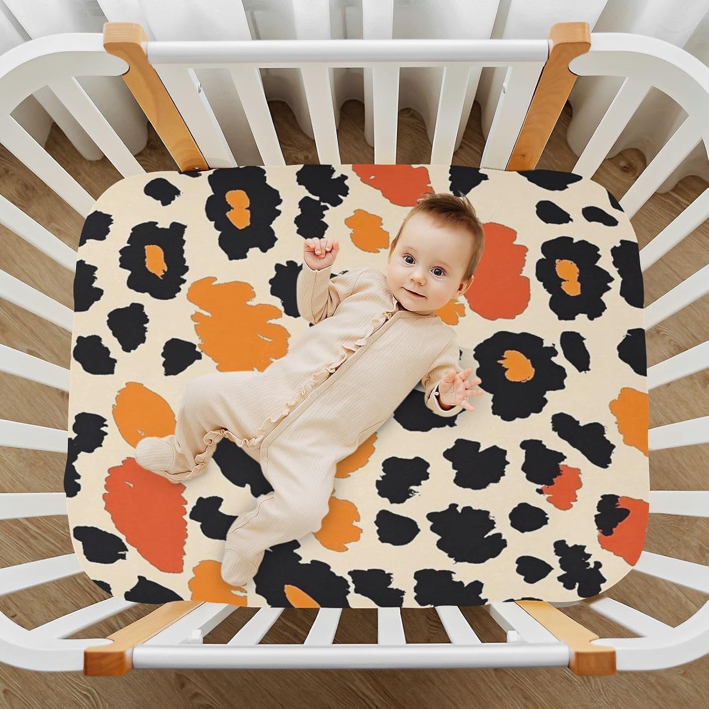 Fitted Crib Sheets White Bears with Clouds Stretchy Portable Playard Sheets for Baby Toddler, Breathable Soft Mini Crib Mattress 39 x 27 in for Boys and Girls
