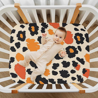 Fitted Crib Sheets White Bears with Clouds Stretchy Portable Playard Sheets for Baby Toddler, Breathable Soft Mini Crib Mattress 39 x 27 in for Boys and Girls