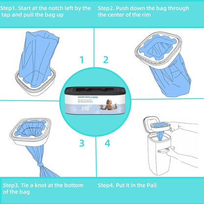 6 Packs Jumbo Square Refills Disposal Bags Refill Compatible with Diaper Genie Compact and Select Pails (Not Fit Classic Version Pails), Hold Up to 810 Newborn-Sized Diapers Per Refill