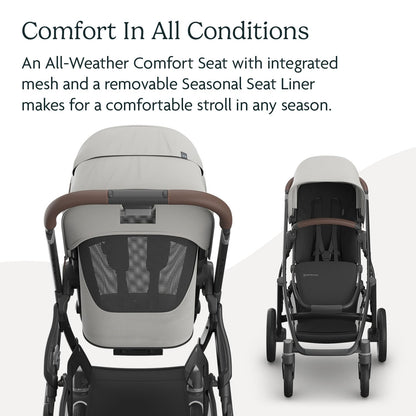 UPPAbaby Vista V3 Convertible Single-to-Double Stroller for Baby & Toddler, 30+ Configurations, Car Seat Compatible, All-Wheel Suspension, XL Basket – Owen (Mocha Mélange/Carbon Frame)
