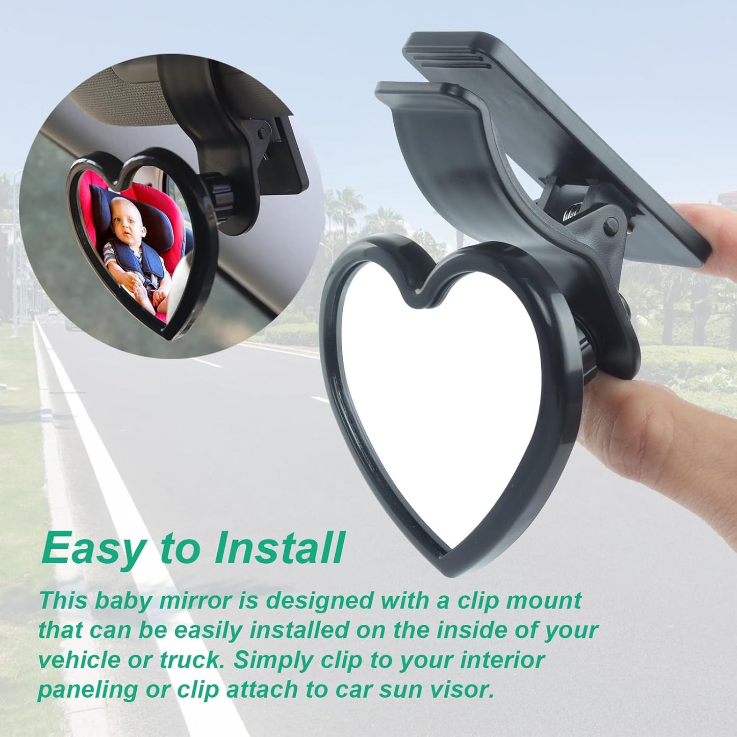 Baby Car Mirror Rear Facing,Convex Rear View Baby Mirrors for Cars,Automotive Interior 360 Degrees Adjustable Love Mirrors to See Kids,Babies,Infants and Newborn(Suction Cup Install)