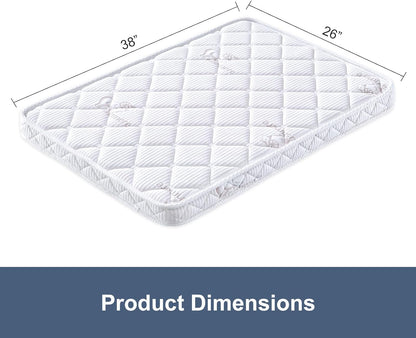 Pack and Play Mattress - 38" x 26"- Premium Knitted Fabric Safety Reinforced Play Yard Mattress - Fits for Graco & Baby Trend & Pamo Babe Playard, Firm Support and Comfort Foam，White
