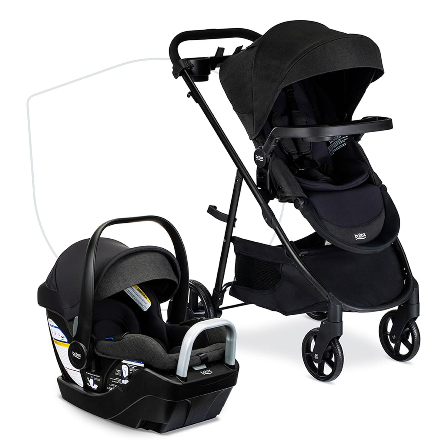 Britax Brook+ Modular Baby Stroller, Ultra-Lightweight Infant and Toddler Stroller with SafeWash Insert and 4 Ways to Stroll, Graphite Onyx