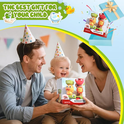 Baby Bath Toys for Kids Ages 1-3 Interactive Toddler Bath Toys Duck Sensory Bathtub Water Shower Toys with 3 Stacking Cups for 12+ Months Boys Girls Birthday Gifts