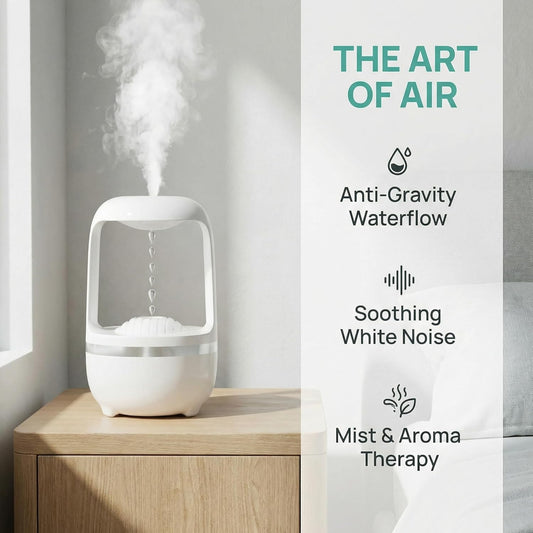 500ml Small Humidifier, USB Cool Mist Humidifier with Anti Gravity Water Flow Visual Effect, Auto Shut Off Quiet Ultrasonic Portable Mini Humidifier for Bedroom Baby Nursery Office Desk Travel Home