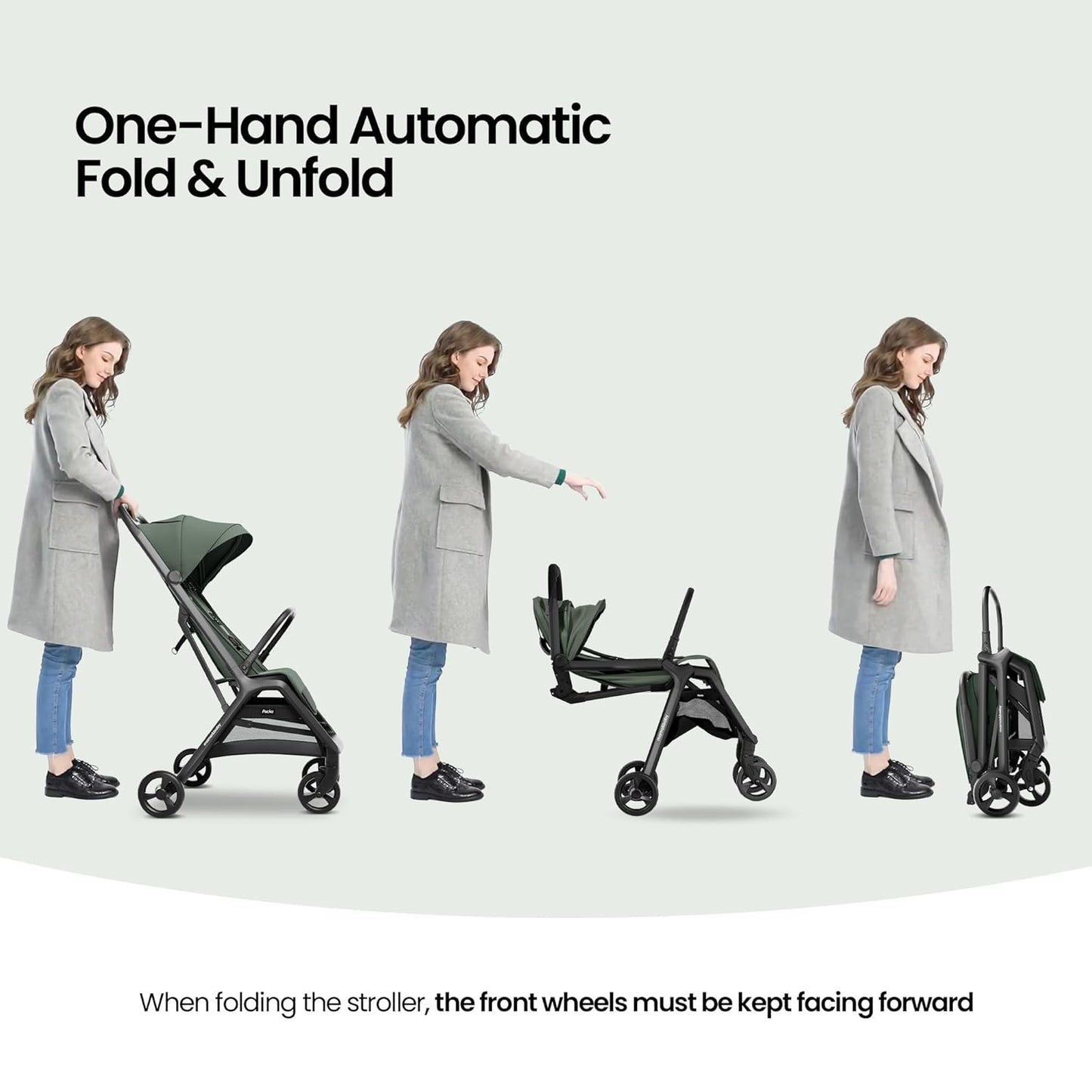MAMA & BABY Packa Compact Travel Stroller – Lightweight, One-Hand Auto Folding, Portable & Lie-Flat Baby Stroller, Newborns and Toddlers Stroller with UPF 50+ Canopy & Mesh Ventilation