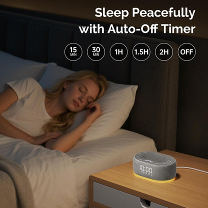 1Mii White Noise Sound Machine with Alarm Clock, Sound Machine for Sleep for Adults Baby, 30 Soothing Sounds, Smart App Controlled, Dimmable 7-Color Night Light, Sleeping Timer, 30 Volume Levels