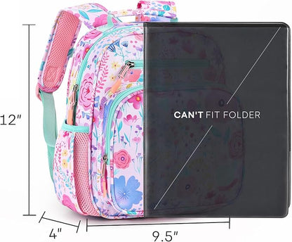 mibasies Toddler Backpack for Girls 2-4: Preschool Kindergarten Backpack - Cute Kids Backpacks for Girls - Flower Pink Turquoise