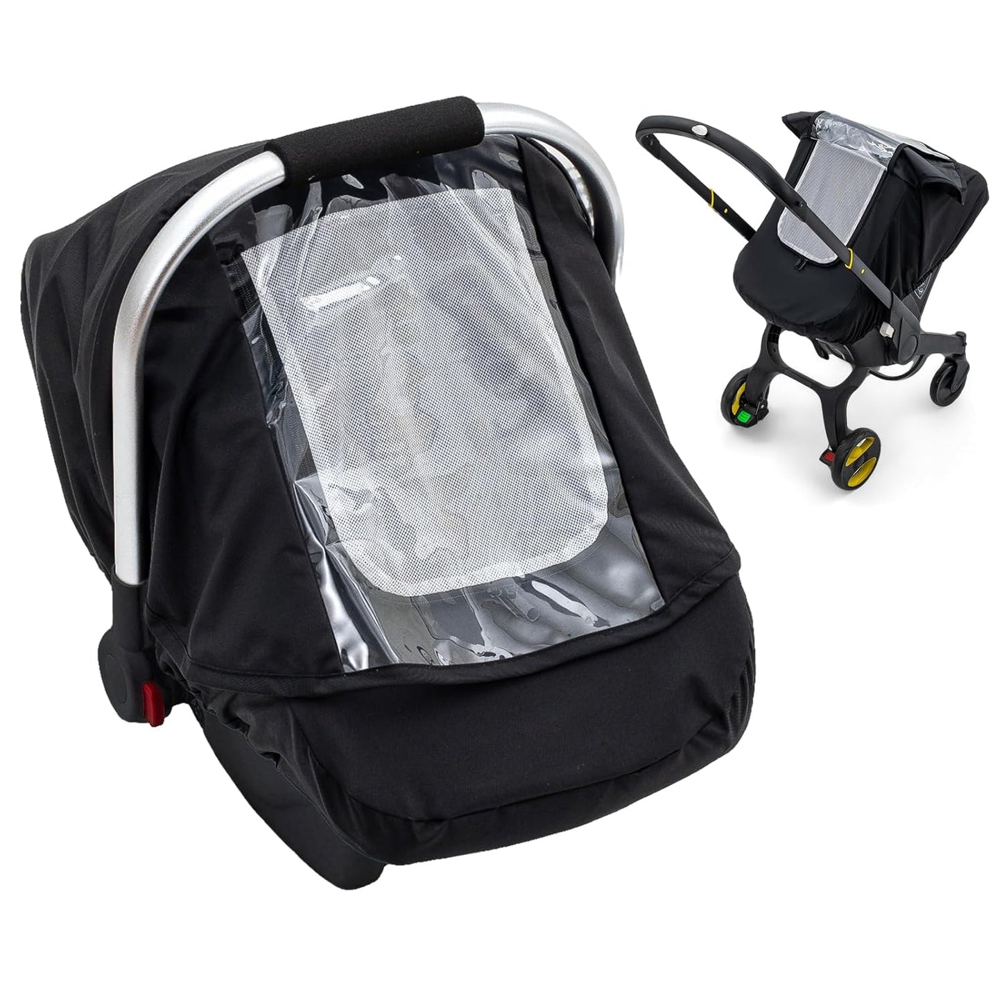 Baby Car Seat Cover, Waterproof Carseat Cover with EVA Transparent Window, Universal Car Seat Rain Cover with Storage Bag, Breathable Baby Carrier Cover for Cold Weather