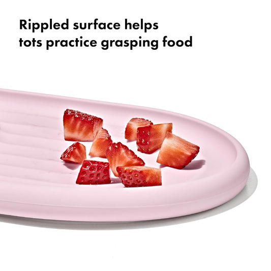 OXO Tot Textured Suction Plate & Spoons Set, Baby Led Weaning Supplies