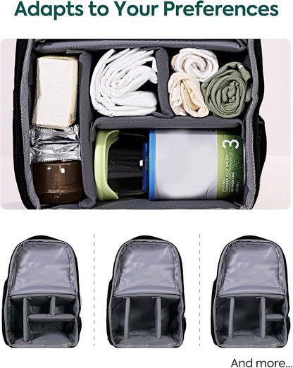 Babelio Grid Wizard Diaper Bag Backpack - Multi Function Waterproof Diaper Bag, Travel Essentials Baby Bag with Insulated Bottle Holders, Baby Shower Gifts, Black