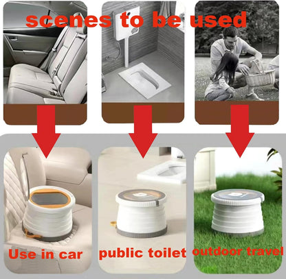 Portable, Foldable Potty seat for Toddler, Training Toilet Seat Emergency Toilet The Bottom Has the Function of Storing Garbage Bags for Car, Camping (Pink)