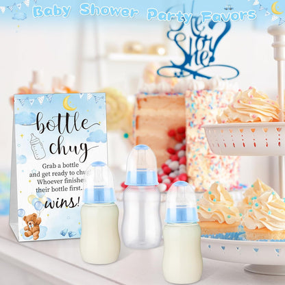 TrelaCo Bottle Chug Baby Shower Game 20 Pcs Baby Bottles Shower Favor with 1 Greenery Theme Sign for Gender Reveal Party Supplies Gifts(Green)