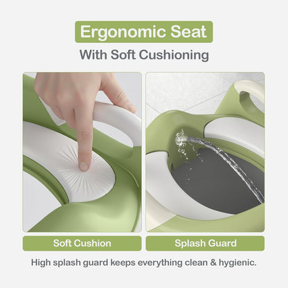 3-in-1 Toddler Potty Training Toilet Seat with Ladder | Foldable Toilet Potty Training Seat with Step Stool Ladder | 5-Level Adjustable Height | Soft Cushion, Splash Guard & Anti Slip Pad