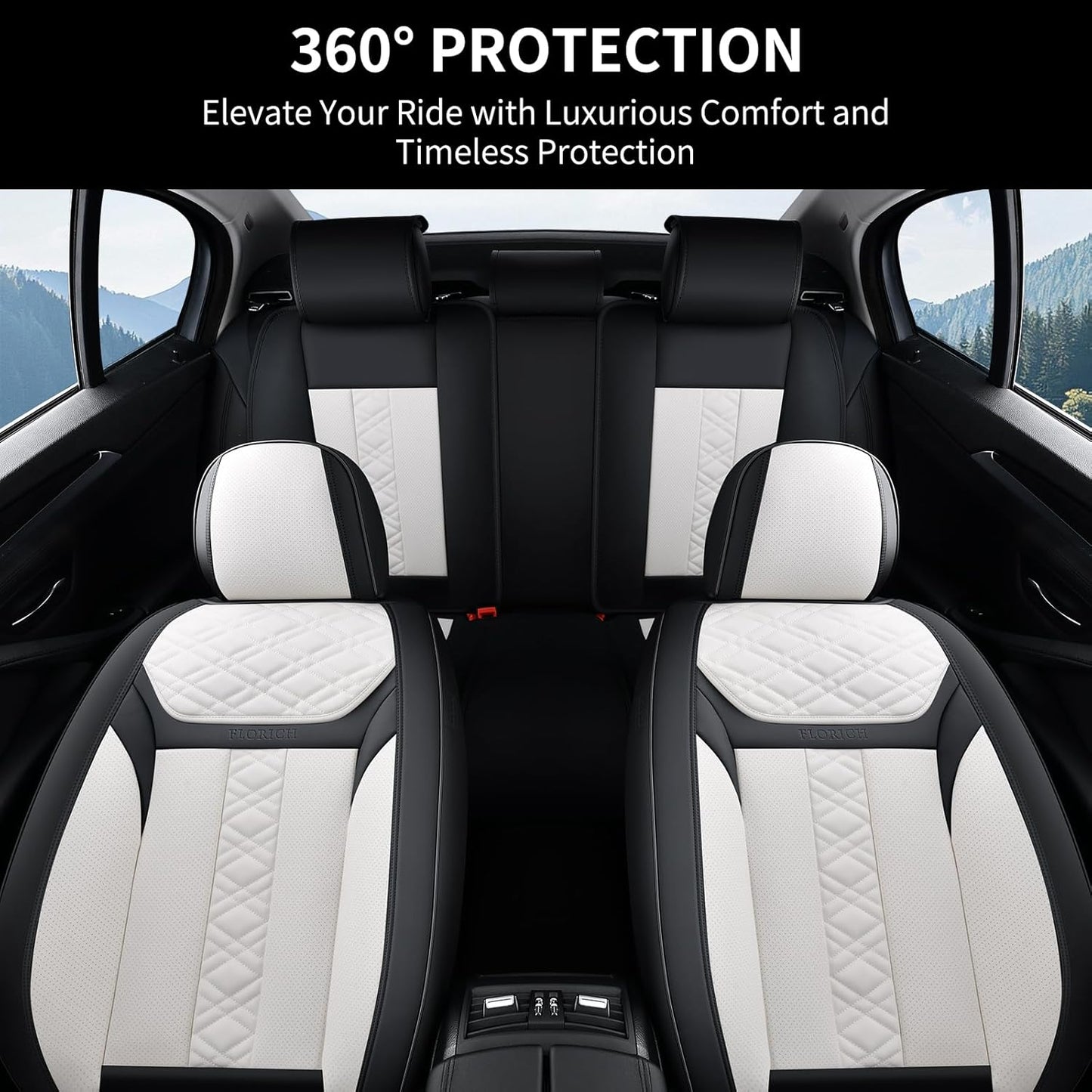 FLORICH Car Seat Covers Full Set, Automotive Seat Covers, Black Car Seat Cover, Waterproof Seat Protectors Universal fit for Car Truck Van SUV - Black