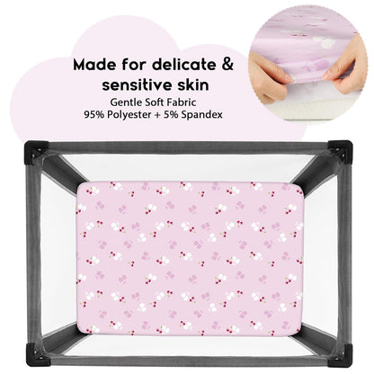 Yoofoss Pack and Play Sheets Fitted, Mini Crib Sheets 2-Pack for Pack N Play Mattress, Stretchy Playard Sheet, Soft and Breathable Green+Giraff