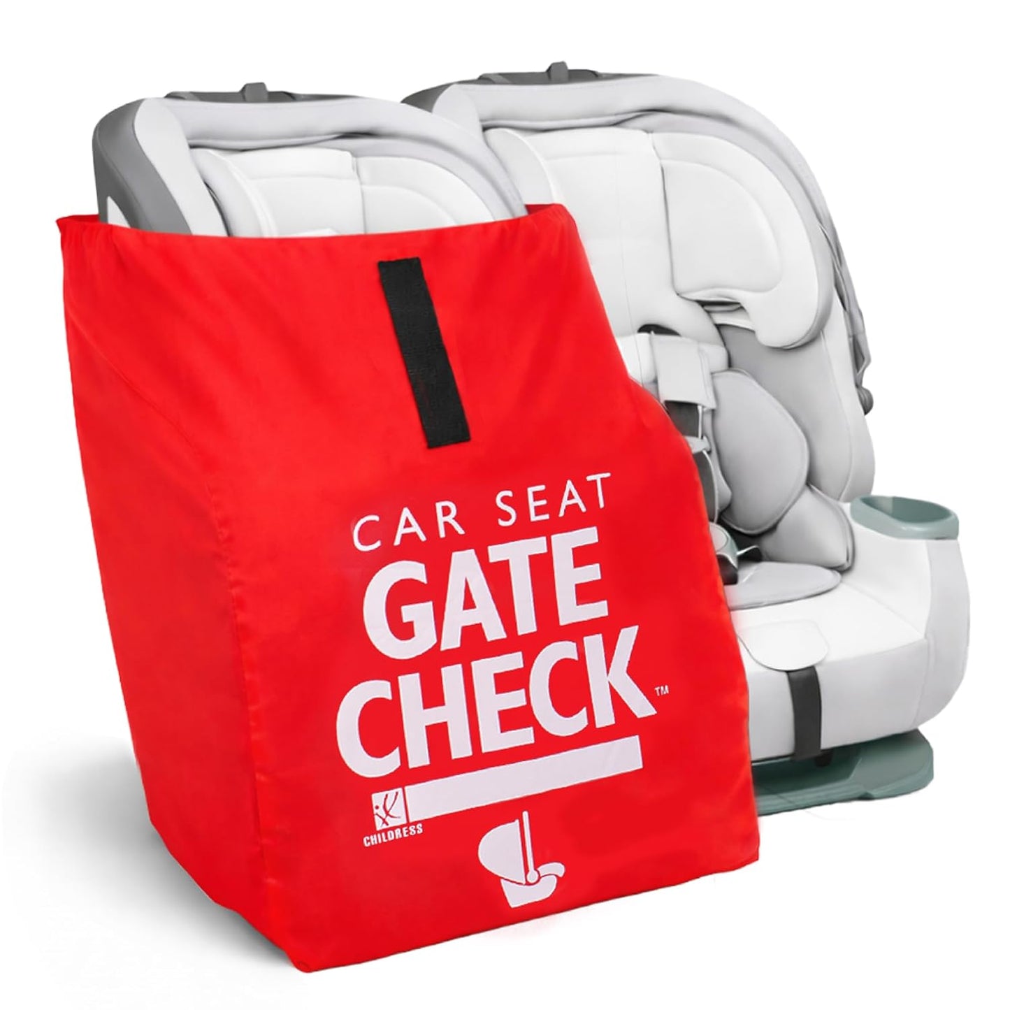 J.L. Childress Gate Check Travel Bag for Car Seats - Car Seat Travel Bag for Airplane, Includes AIRTAG Holder, Fits All Baby Carriers, Infant Carriers & Child Booster Seats - Neon Blue