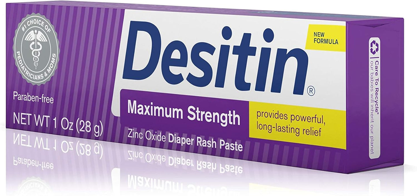 Desitin Maximum Strength Baby Diaper Rash Cream with 40% Zinc Oxide, Travel Size, 1 oz (Pack of 6)