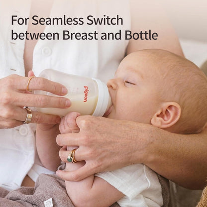Pigeon PP Nursing Bottle Wide Neck, Anti-Colic, Streamlined Body, Natural Feel, Easy to Clean, 8.1 Oz(Pack of 4), Includes 4pcs M Nipples (3m+)