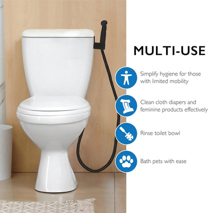 Design House 583906 Modern Single-Function Dual-Mount Hand Held Bidet Sprayer for Bathroom, Matte Black