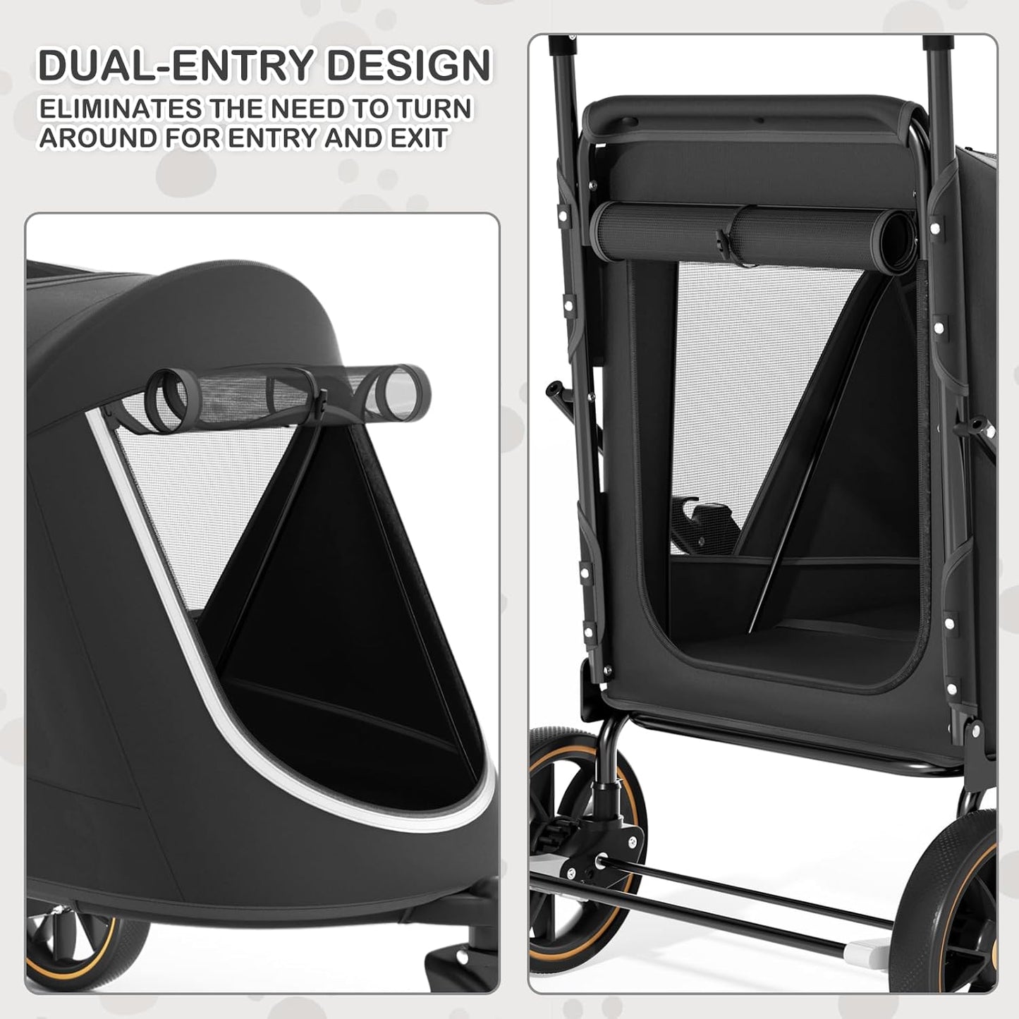 MoNiBloom Large Pet Stroller with Anti-Slip Ramp, Heavy Duty Dog Stroller Up to 99lb, Safe & Gentle Mobility Aid, All-Terrain Wheels, Idea for Injured, Disabled, & Senior Dog