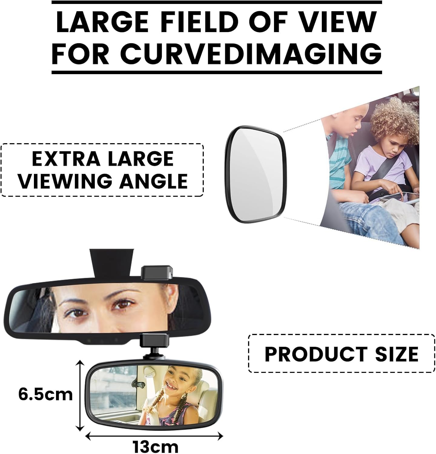 Baby Car Mirror - Easily Monitor Babies & Pets with Wide Field of View, Rear Facing for All Cars
