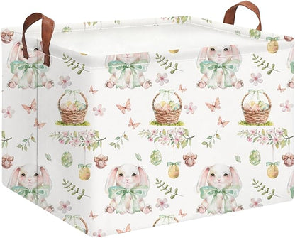 Rectangle Easter Bunny Basket Empty,Gift Basket, Room Decor,Waterproof Storage Bin, Books Box(Easter Bunny)
