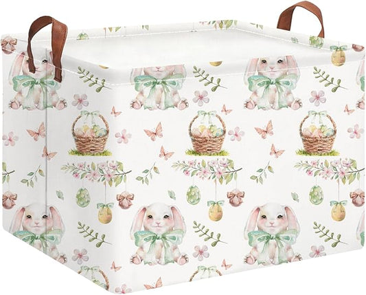 Rectangle Easter Bunny Basket Empty,Gift Basket, Room Decor,Waterproof Storage Bin, Books Box(Easter Bunny)