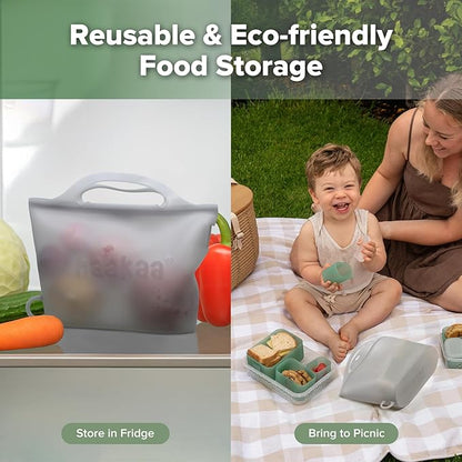 Haakaa On-The-Go Silicone Microwave Steam Sterilizer Bags for Travel, 40oz/1250ml Reusable Silicone Steaming Bags for Baby Bottles, Breast Pump, Accessories, Pacifiers, Teethers,Grey/1PC