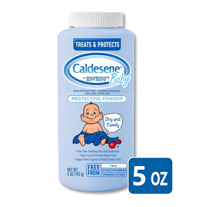 Caldesene Medicated Protecting Body Powder with Zinc Oxide and Cornstarch, Talc-Free Baby Powder Soothes & Protects, 5 Oz.