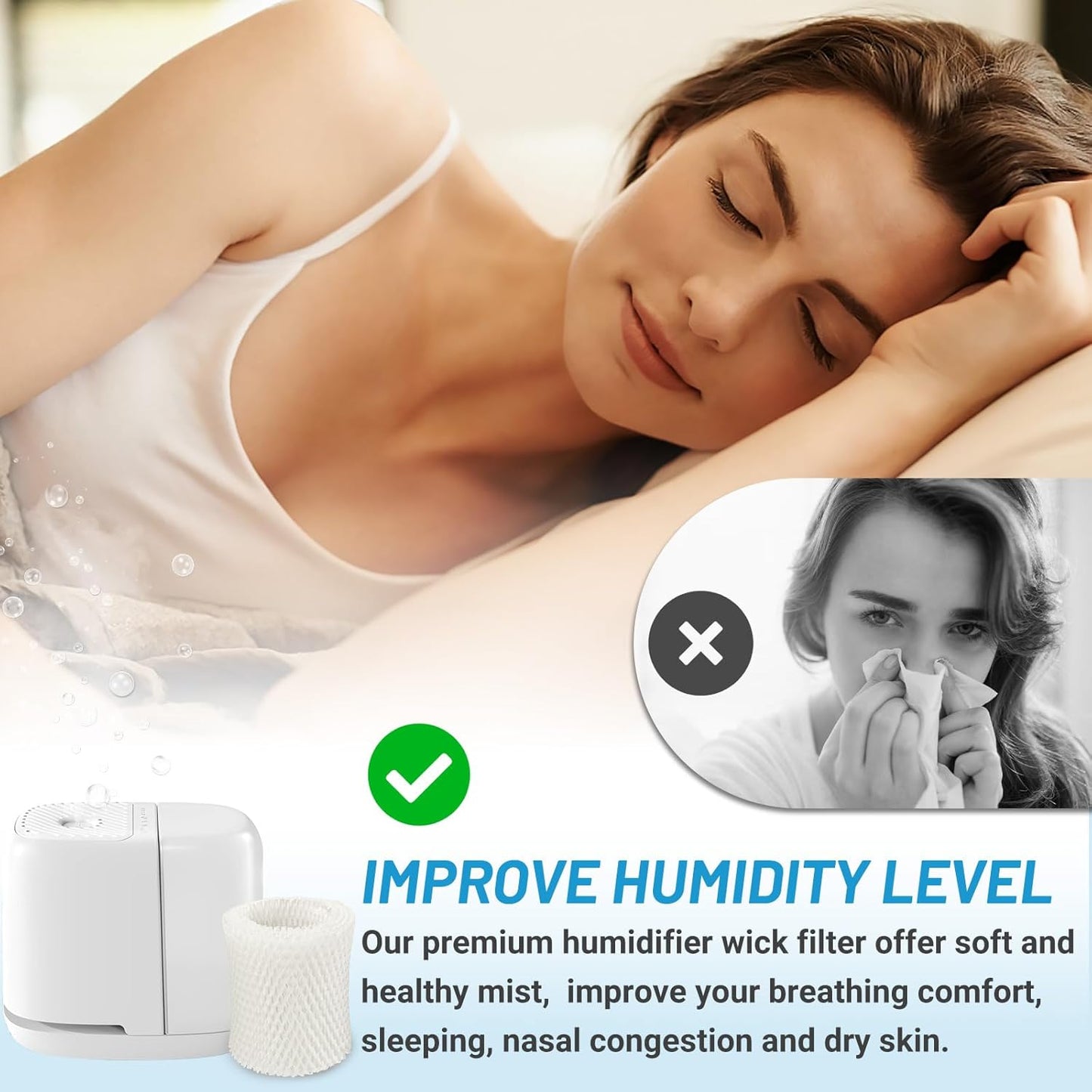 Lemige Premium Humidifier Filter Replacement 2.0 for Canopy Bedside Humidifier and Nursery Humidifiers, Made with Wood Pulp and Paper Wick Filter, Humidifier Wicking Filter Replace Every 6 Weeks