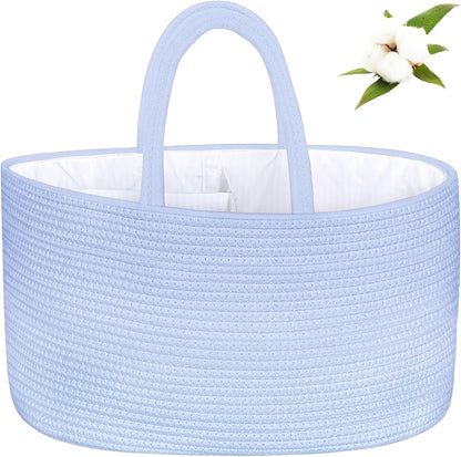 ABenkle Baby Diaper Caddy, Nursery Storage Bin and Car Organizer for Diapers and Baby Wipes, Cotton Rope Diaper Basket Caddy, Changing Table Diaper Storage Caddy