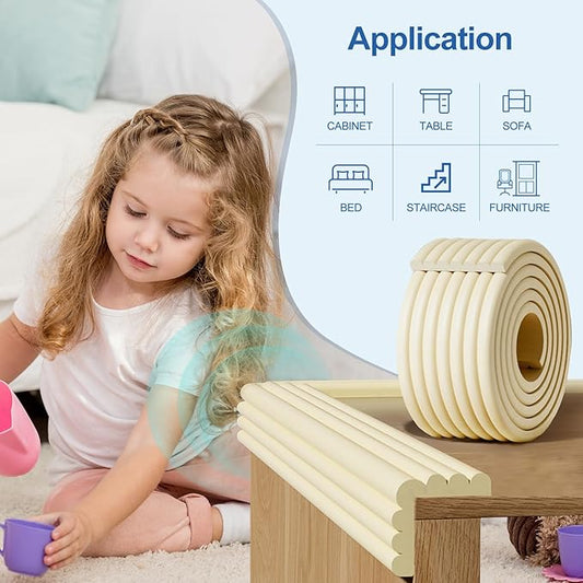 Edge Protector,Baby Proofing Baby Edge Protector Strip Safety,Soft Rubber Foam Padding,Edge Corner Guards Protector Corner Edge Bumpers for Furniture (Grey, 6.56Ft x 3.93" W x 0.4" Th)