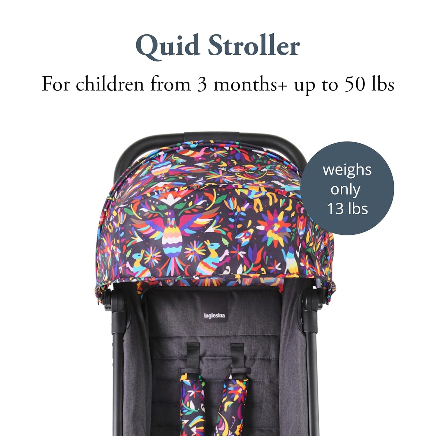 Inglesina Quid 2 Stroller - Midnight Blue - Ultra Compact Lightweight Travel Stroller, Babies and Toddlers, Airplane Overhead, Foldable, Reclining Seat, Collapsible Canopy, 3 Months - 50 lbs, BPA Free