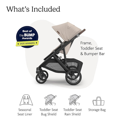 UPPAbaby Vista V3 Convertible Single-to-Double Stroller for Baby & Toddler, 30+ Configurations, Car Seat Compatible, All-Wheel Suspension, XL Basket – Owen (Mocha Mélange/Carbon Frame)