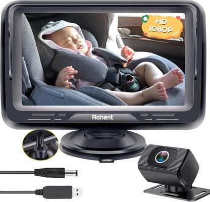 Rohent Car Camera for Baby USB: Plug and Play Easy to Install Crystal Night Vision Wide View Angle for Newborn Infant Safety
