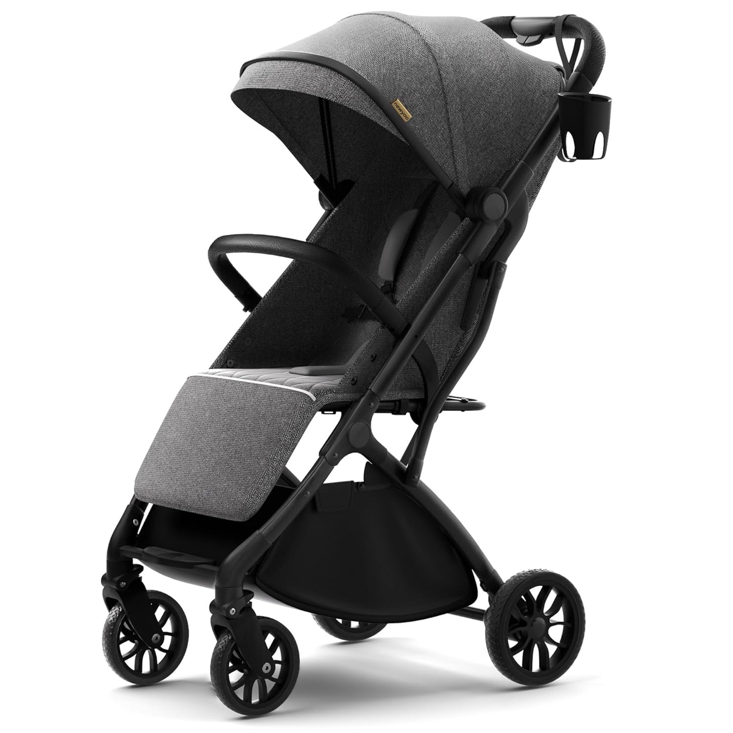 newyoo GlideTow TR18M Compact Travel Stroller for Infant, Lightweight Foldable Baby Stroller with Luggage Handle & Cup Holder, One-Hand Easy Fold, Near Lay Flat Recline Seat, Green